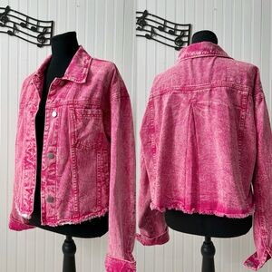 Acid wash pink denim jacket
